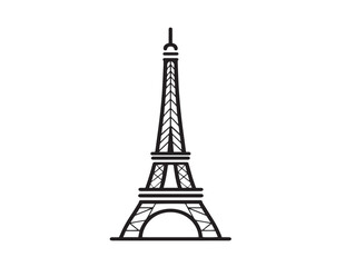 Fototapeta premium Elegant Eiffel Tower landmark icon with clean vector lines
