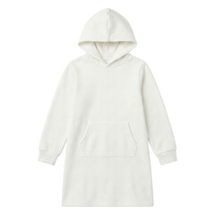 White fleece hooded dress for kids mockup © BTG