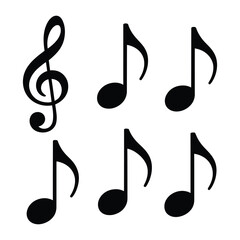 Fototapeta premium Collection Of Musical Note Icons For Sound And Melody Treble Clef And Note Assortment Perfect For Music Education And Audio Visual Representation Symbols