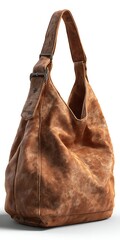 classic hobo bag on white background angled shot soft shadow premium product quality for stock, Realistic Photo