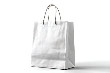 shopping bag mockup isolated on pure white background professional lighting realistic texture for branding, Realistic Photo