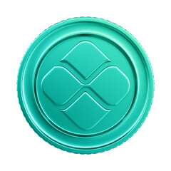 3D Element - Green Coin with Pix Symbol - Isolated Background