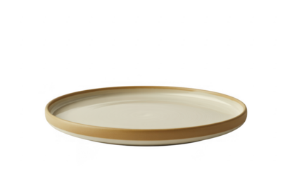 White plate with gold rim isolated isolated on a transparent background