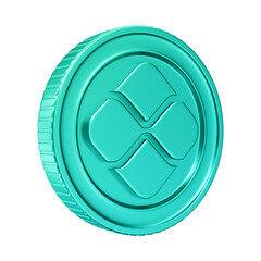 3D Element - Green Coin with Pix Symbol - Isolated Background