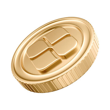 3D Element - Gold Coin with Pix Symbol - Isolated Background