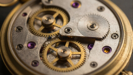 Intricate Mechanism, Vintage Watch, Close-Up, Technology, Workshop, Macro View, Timekeeping Engineering
