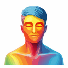 Colorful illustration of a person with eyes closed, representing inner peace and mindfulness.