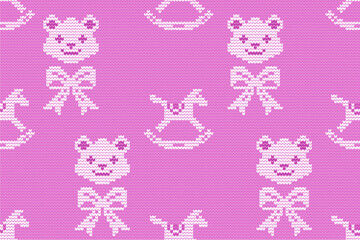 Knitted seamless pattern with bear
