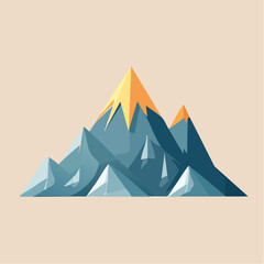 Stylized illustration of a mountain range with a golden peak on a beige background.