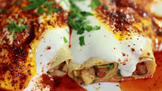 Close-Up of Yogurt Chicken Mersin Tantuni