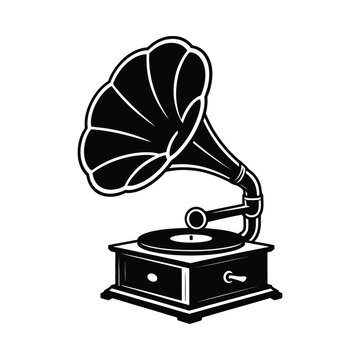 Vintage gramophone playing music on a record