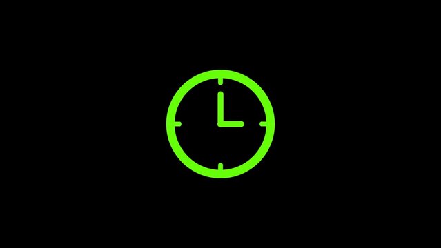 Green clock on black background