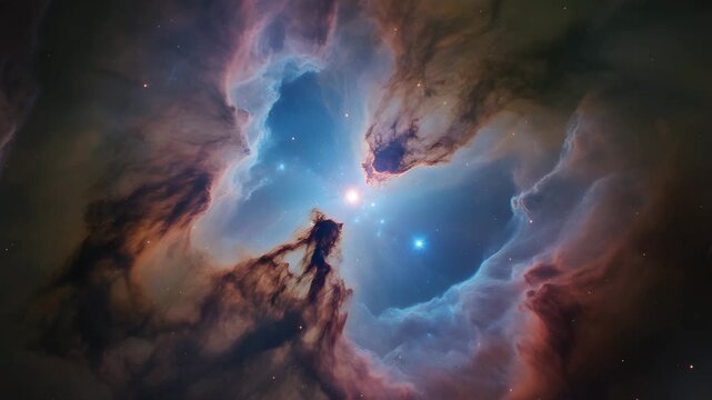 A dramatic view of planet earth in space reveals a dark world where sunlight pierces through a blue cloud scape and fog to illuminate the globe against the light of the sun and moon 4k hd video downlo