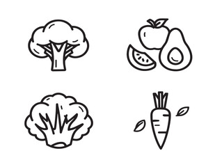 Obraz premium Beautiful Vegan Icons Set With A Nice And Elegant Minimalist Art Design
