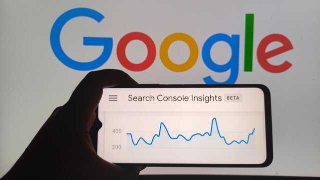Google Search Console Insights graph on smartphone screen