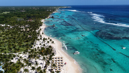 Playa Blanca Beach At Punta Cana In La Altagracia Dominican Republic. Beach Landscape. Downtown...