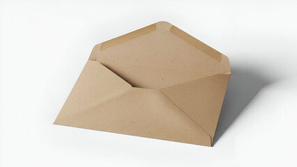 Brown kraft paper envelope isolated on white