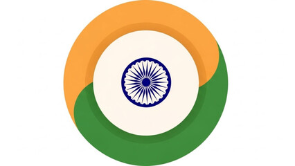 Indian flag symbol with blue wheel and orange green colors circular design element