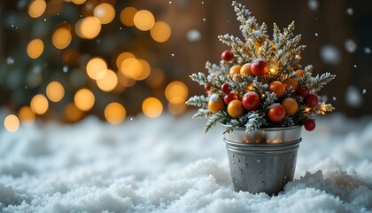 Festive Berry Tree on Snow
