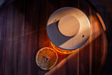 Aromatic smoke added to the top of an Old Fashioned Cocktail