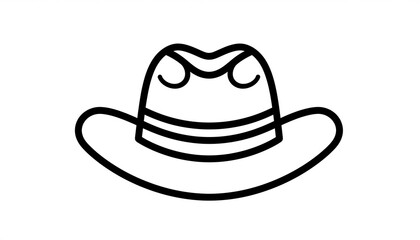 Iconic Cowboy Hat Line Art Illustration.