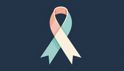 Pink Mint Teal Ribbon Symbol for Awareness and Hope.