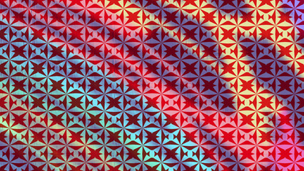 Abstract Geometric Star Pattern With Colorful Glitch Texture