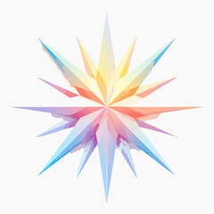 Abstract geometric starburst design with vibrant gradient colors on white.