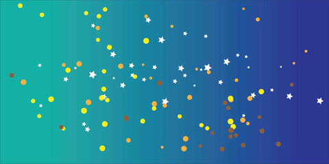 Vibrant Colorful Confetti and Stars on Teal Blue Gradient Background for Birthday Celebration