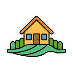 house with green grass