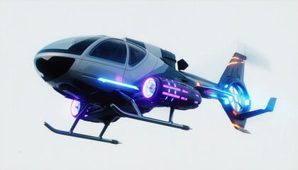 Emergency Medical Helicopter in Night Sky Landing.