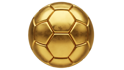 Golden soccer ball symbolizing achievement and competition. Its gleaming surface reflects the pursuit of victory and the glory of the sport