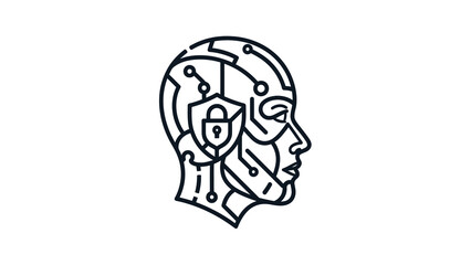 Cybernetic Head with Security Shield and Circuitry.