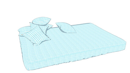 水色のカバーとマットレスと枕のイラスト