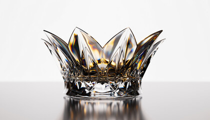 Elegant Crown Resting on Reflective Surface in Studio.