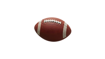 A brown American football with white stripes on transparent background