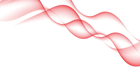 Abstract Red Wave Flow Background on White, Smooth Transparent Curves. Suit for banner, web, poster, pamflet, brochure and presentation