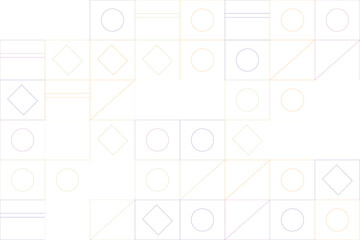 Geometric shapes and lines in various colors