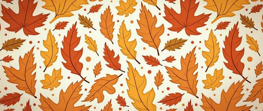 Autumn leaves gently sway as the camera slowly pans across a vibrant, seamless pattern in a minimalist, animated style, perfect for seasonal content and nature-themed backdrops.