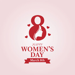 Happy women's day celebration with elegant number eight and woman silhouette
