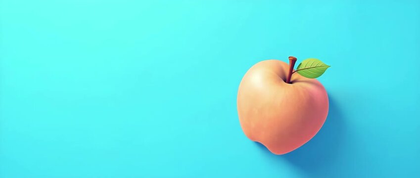 A single peach gently rotates against a vibrant blue background, with a slow camera pan revealing its smooth texture and vivid color in a minimalist, cinematic style.