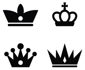 Collection of royal crown silhouettes vector icons. set of crowns vector