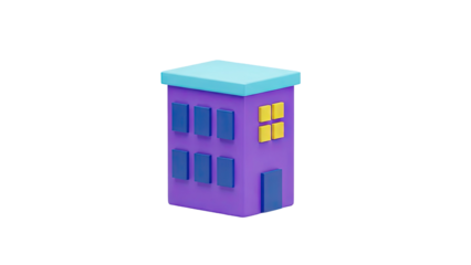 3D Cartoon 3d building on transparent background