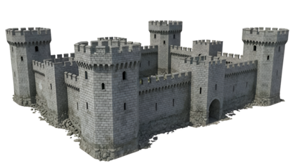 Medieval castle with towers and battlements