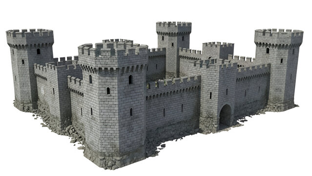 Medieval castle with towers and battlements