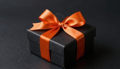 Valentine's online shopping event unique gift ideas for loved ones home photo stylish black gift box with orange ribbon romantic concept