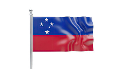 Obraz premium 3D Samoa Flag Waving on a Flagpole on transparent background