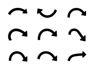 Minimal Black Arrow Vector Icon Collection with Multiple Directions