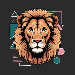 Majestic lion head illustration with geometric shapes. © agra