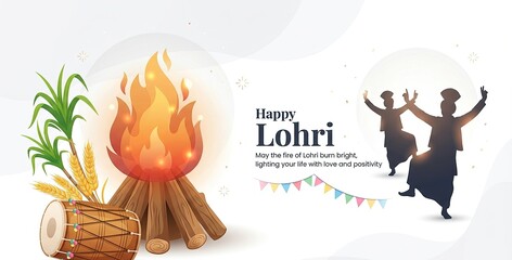 Happy Lohri holiday background for Punjabi festival of india.	
